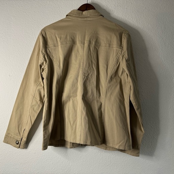 Avenue Tan Ruffle Button Front Trucker Jacket Size 14 16 Grunge Street Style - Picture 12 of 14